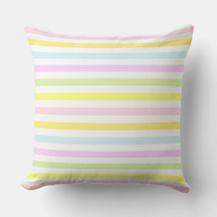 Coussin Rayures sur couleurs pastel multicolores sur fond 