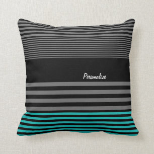 Coussin Rayures turquoises de très bon goût et fraîches