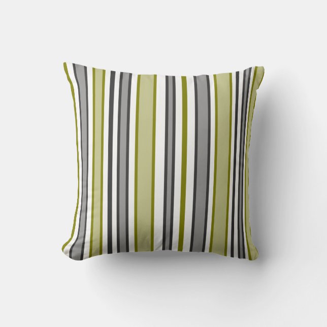 Coussin Rayures vertes et grises (Recto)