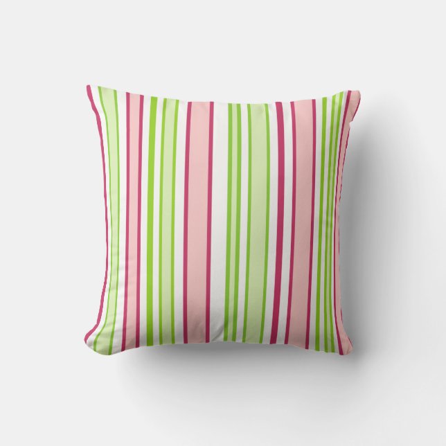 Coussin Rayures vertes et roses de pastèque (Recto)