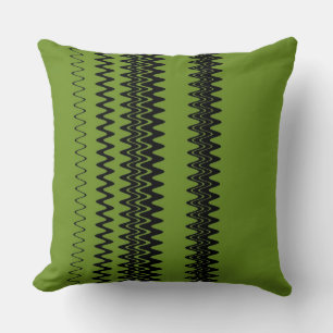 Coussin Rayures Vertes Noires Rétro