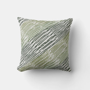 Coussin Rayures Vertes Tribales Motif Abstrait 