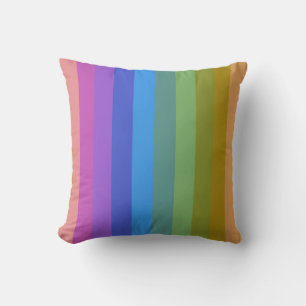 Coussin Rayures verticales arc-en-ciel pastel douces