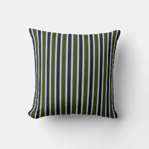 Coussin Rayures verticales classiques vert olive, marine e