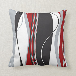 Coussin Rayures verticales onduleuses blanc noir et gris