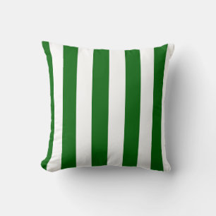 Coussin Rayures verticales vert émeraude et blanc