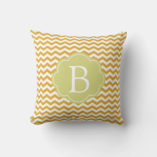 Coussin rayures zigzag en chevron jaune ensoleillé vif.