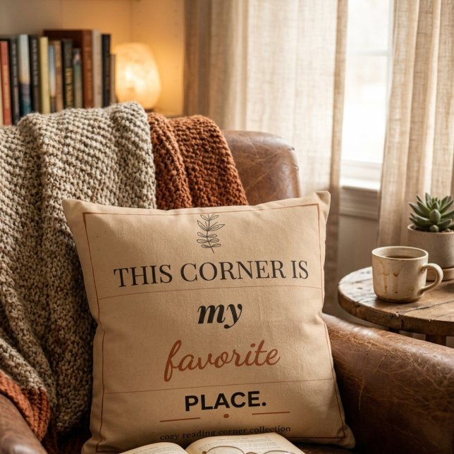 Coussin Reading Corner Square Throw Pillow (Créateur téléchargé)