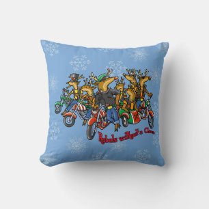 Coussin Rebelles sans Claus Reindeer Blue Holiday