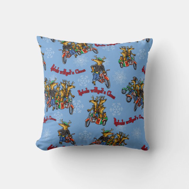 Coussin Rebelles sans Claus Reindeer Blue Holiday (Recto)
