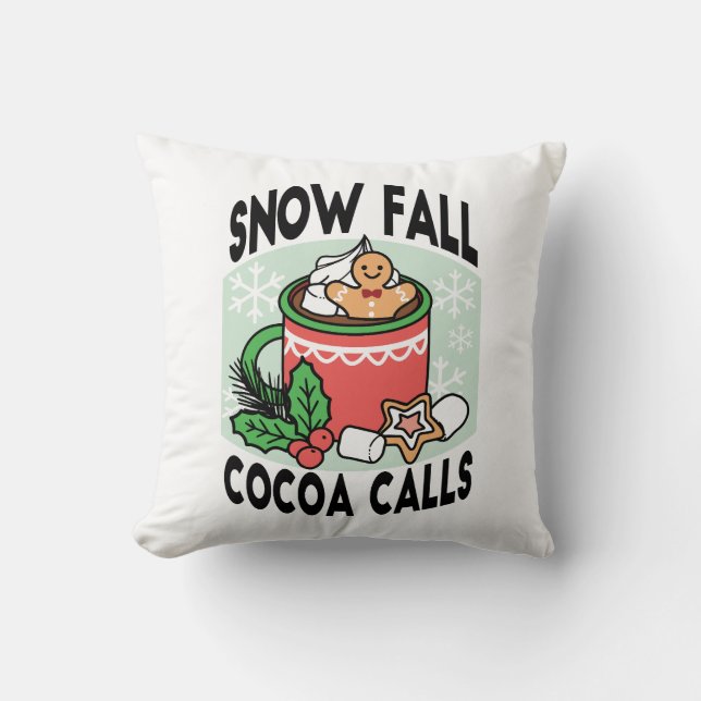 Coussin Réchauffez-vous avec les appels de cacao de neige  (Recto)