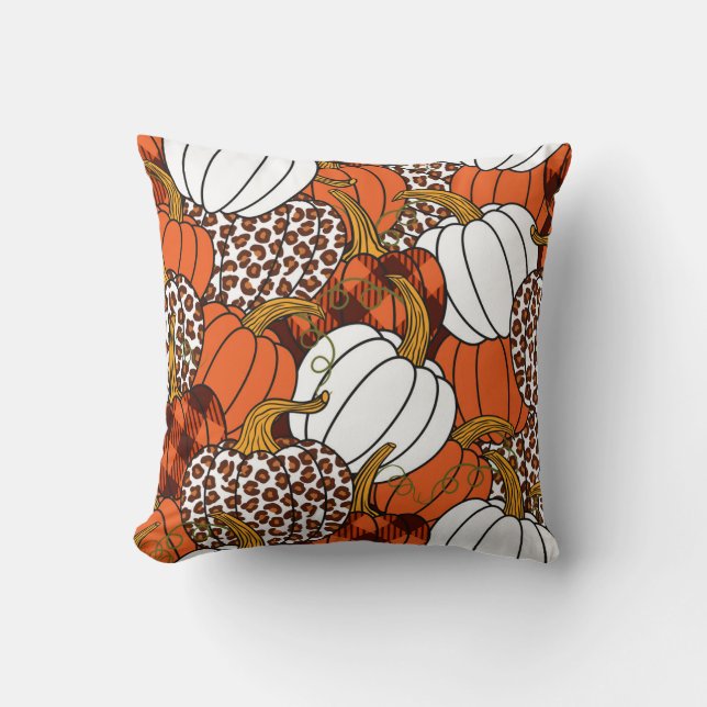 Coussin Récolte Citrouille Motif Vintage (Recto)