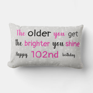 Coussin Rectangle 102e anniversaire gris et rose