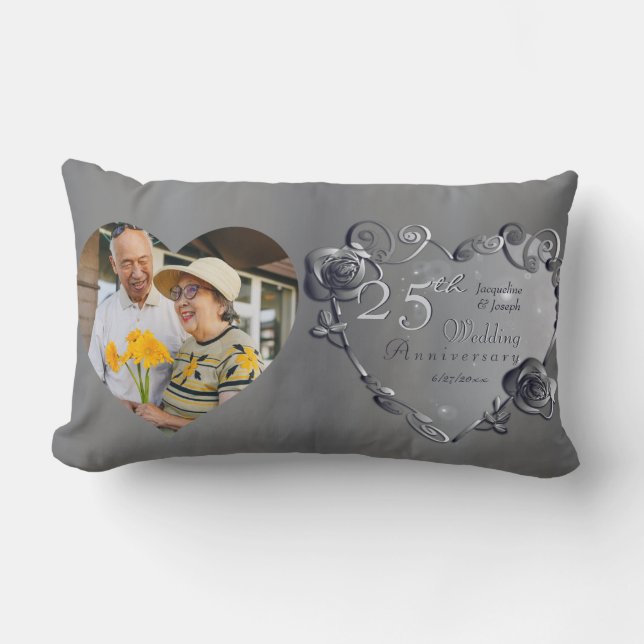 Coussin Rectangle 10e, 11e, 20e, 25e, 70e anniversaire de Mariage Lu (Recto)