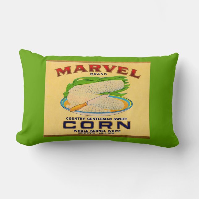 Coussin Rectangle 1930 Marvel en conserve étiquette de maïs (Recto)