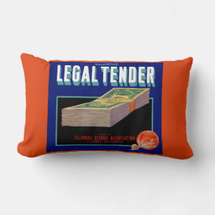 Coussin Rectangle 1930s Juridique Tender orange crate étiquette