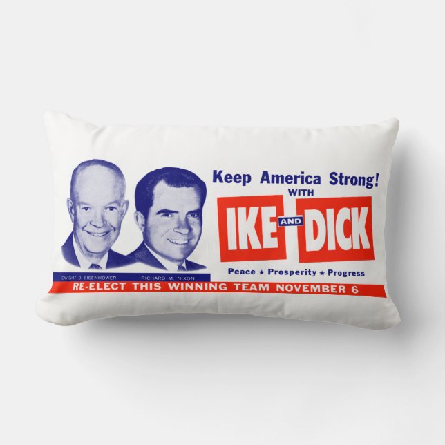 Coussin Rectangle 1956 vote Ike et Dick (Recto)