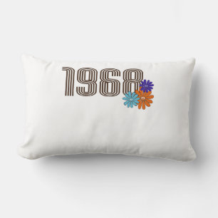 Coussin Rectangle 1968 Hippie Panneau de Paix Fleur Orange Aqua Purp