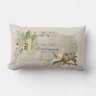 Coussin Rectangle 1ère Anniversaire de Mariage en Papier Découpe de
