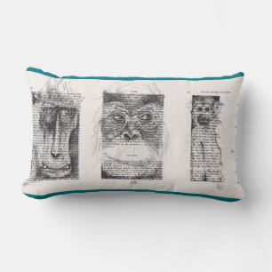 Coussin Rectangle 3 singes Dessin original pour singe Année 2016