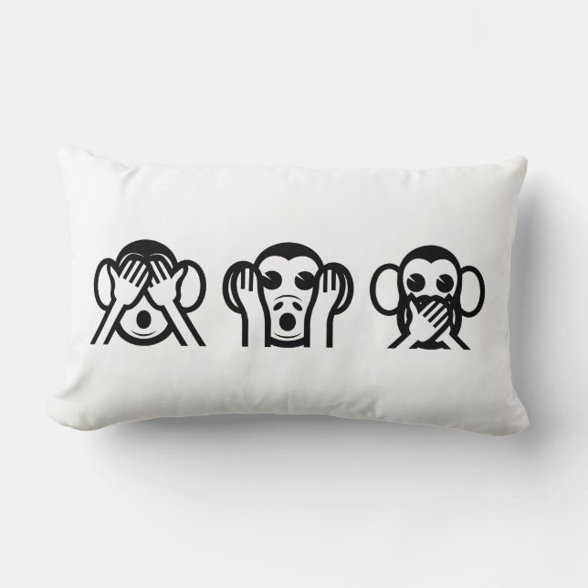 Coussin Rectangle 3 Singes Sages Emoji (Recto)