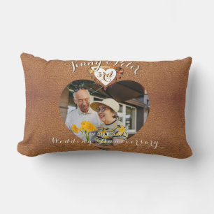 Coussin Rectangle 3e anniversaire du Mariage Photo en cuir
