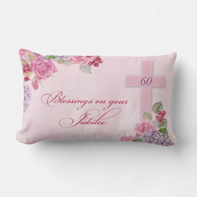 Coussin Rectangle 60e anniversaire de la vie religieuse Nonne cathol (Recto)