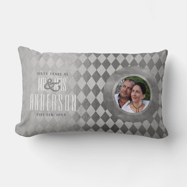 Coussin Rectangle 60e anniversaire Mariage de la photo Jubilé de dia (Recto)