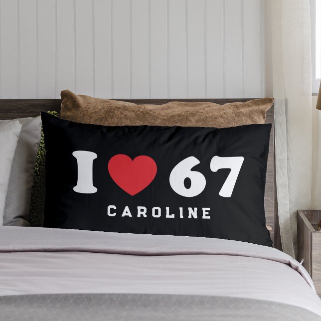 Coussin Rectangle 67 Mème drôle J'aime six sept 67ème anniversaire (Créateur téléchargé)