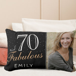Coussin Rectangle 70 et fabuleux Elegant Black 70th Birthday Photo