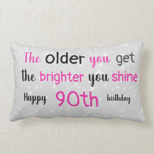 Coussin Rectangle 90e anniversaire gris et rose