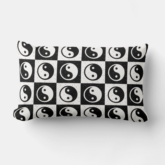 Coussin Rectangle À damiers blanc noir Yin-yang Zen Block Imprimer (Recto)