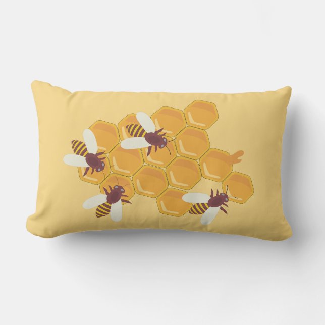 Coussin Rectangle Abeilles de miel et miel (Recto)