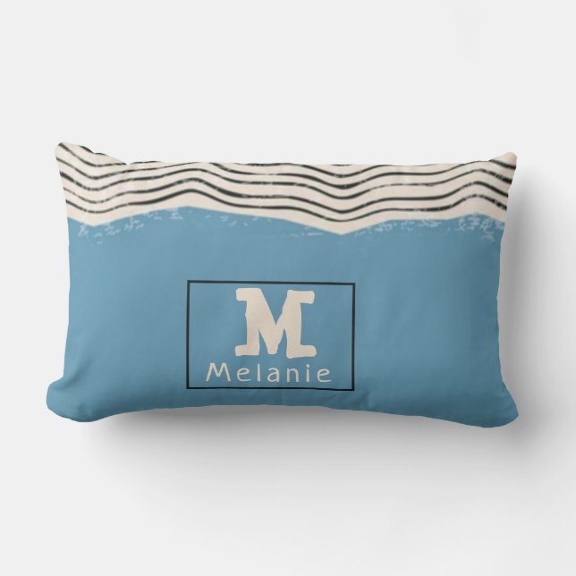Coussin Rectangle Abstract minimalist artistic lines Monogram (Recto)