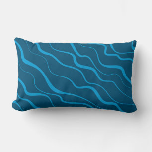 Coussin Rectangle Abstraction de vague bleue, simple, moderne et coo
