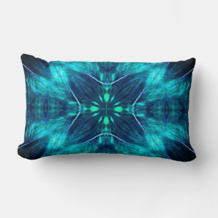 Coussin Rectangle Abstrait Bloom Aqua et Blue Fractal Design