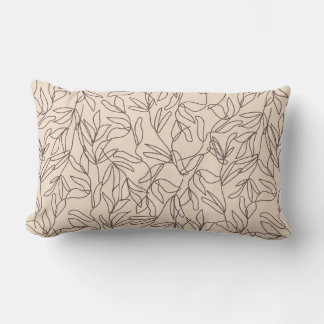Coussin Rectangle Abstrait de ligne de bois motif moderne art feuill