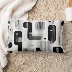 Coussin Rectangle Abstrait Géométrique Moderne Noir et Blanc