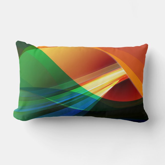Coussin Rectangle Abstrait Orange Vert (Recto)