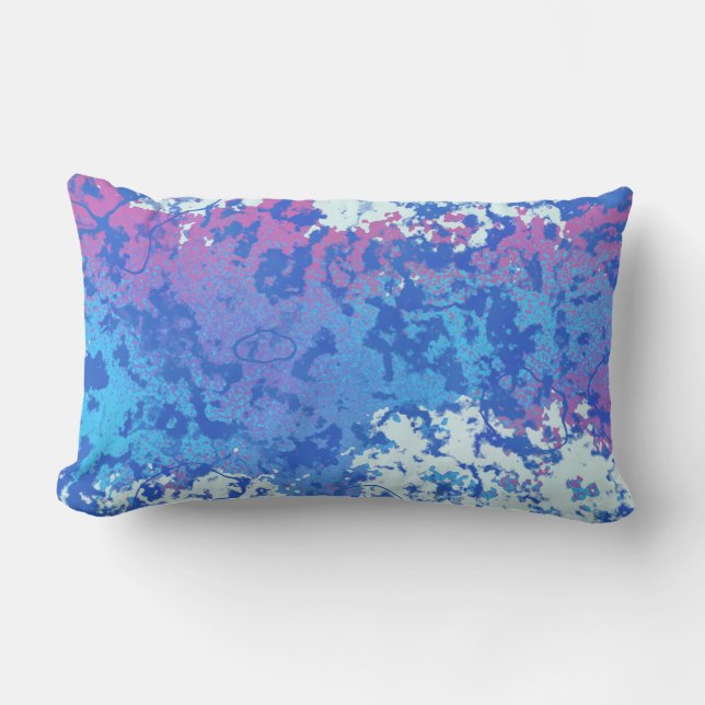 Coussin Rectangle Abstrait rose et bleu (Recto)
