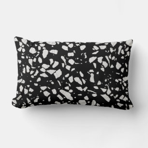 Coussin Rectangle Abstrait Terrazzo Mosaic Motif noir et blanc