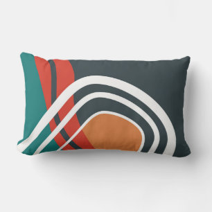 Coussin Rectangle Abstraite ligne tendance en bleu rouge et blanc