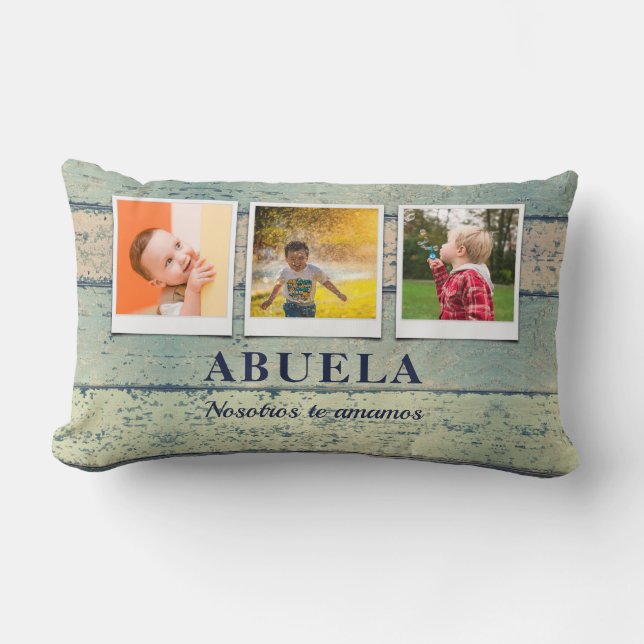 Coussin Rectangle Abuela Grandchildren 3 Photo Collage (Recto)