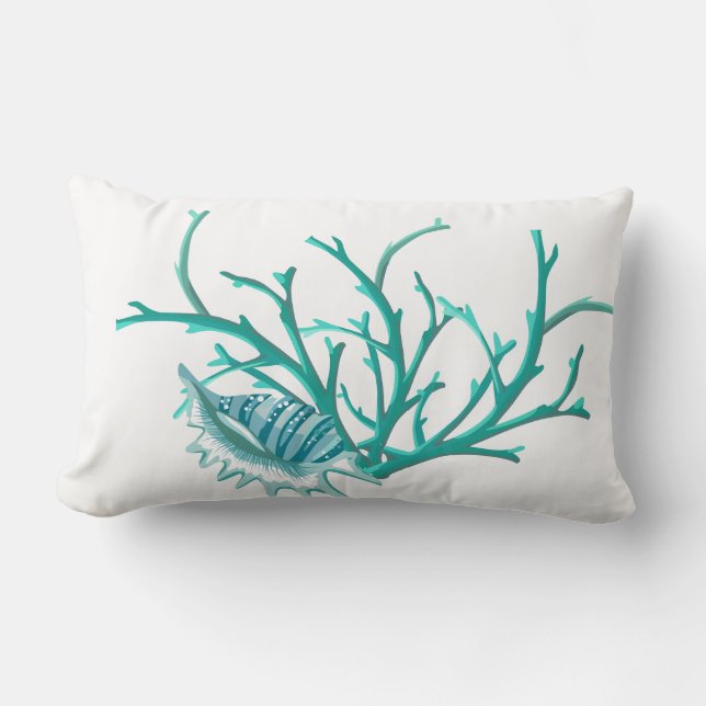 Coussin Rectangle Accent Coussin-Coquillage et corail (Recto)