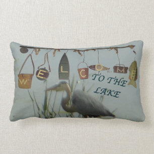 Coussin Rectangle Accueil au héron de lac