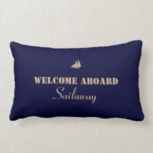 Coussin Rectangle Accueil bleu de Tan à bord du bateau nautique