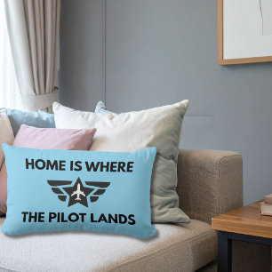 Coussin Rectangle Accueil drôle est où le pilote atterrit l'avion Bi