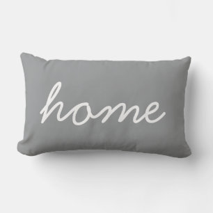 Coussin Rectangle Accueil écriture moderne typographie gris neutre