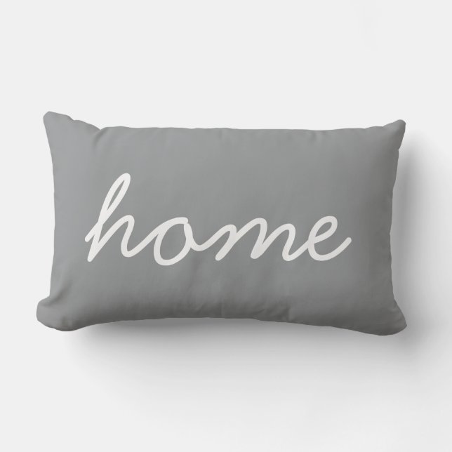 Coussin Rectangle Accueil écriture moderne typographie gris neutre (Recto)