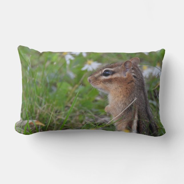 Coussin Rectangle Adorable Chipmunk en fleurs (Recto)